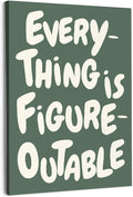 URLLUAE Everything is Figureoutable Positive Canvas Poster Prints 11x14 Inch, Retro Green Inspirational Motivational Quote Canvas Prints Wall Decor for Bedroom Living Room Home Office
