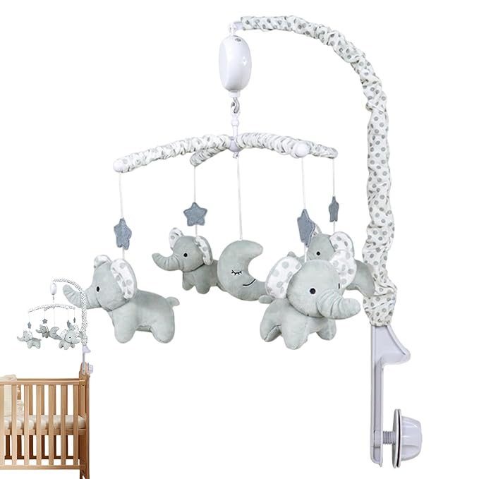 Baby Crib Mobile - Rotating Plush Animals, Wind-Up Music Toy, Nursery High Contrast Decor, Boys Girls Room Accessory | Adorable Baby Nursery Decoration, Ideal for Sleep Play Soothing