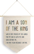 Qpenm I Am a Son of the King Hanging Wall Canvas Banner, Encourage Quote Hanging Pennant Flag Prints, Boys Bedroom Banner, Nursery Wall Hanging poster&prints