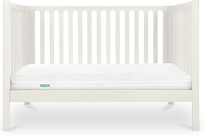 Newton Baby Galileo Standard Crib, Solid Beech Wood in Warm White Color, 3-in-1 Convertible Crib with Toddler Bed Conversion Kit, Ultra-Safe Non-Toxic Finish