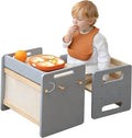 Montessori Weaning Table and Chair Set - Adjustable Design for Toddlers, Ideal for Mealtime, Learning, and Play, Grey