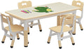 Kids Table and 4 Chairs Set, Height Adjustable Toddler Table and Chair Set for Ages 2-10, Graffiti Desktop, Non-Slip Legs, Arts & Crafts Table, Children Activity Table for Daycare Classroom Home