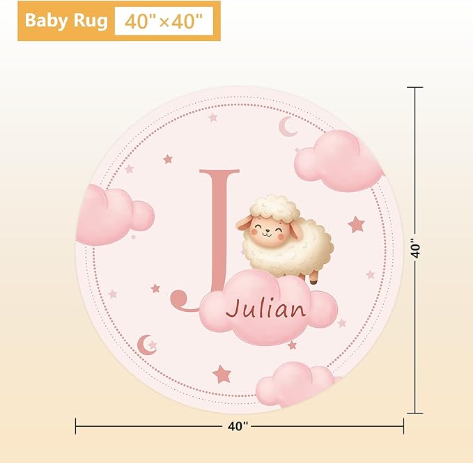 5 Piece Customized Crib Bedding Set for Baby Girls - Custom Name Baby Crib Pink Sheep Nursery Bedding Set with Soft Blanket, Fitted Sheet, Rug, Personalized Gifts for Toddler, Newborn, Infant