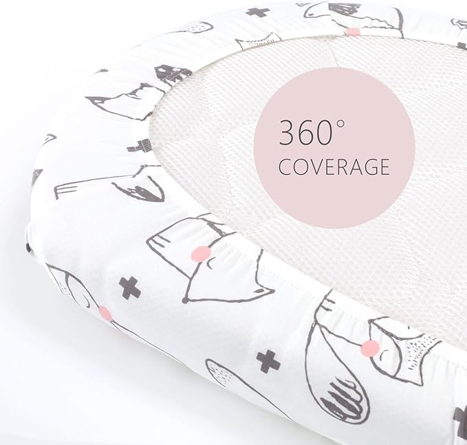 GRSSDER Stretchy Ultra Soft Fitted Bassinet Sheet Set 2 Pack, Universal Fit for Bassinets Baby Cradle Moses Basket Oval Rectangle Pad/Mattress, Cute Foxes and Rabbits Bassinet Sheets for Girls