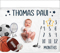 OLIVE OLIVIA Personalized Monthly Baby Milestone Blanket, Baby Months Blanket, Perfect Custom Newborn Gifts,50"x60"