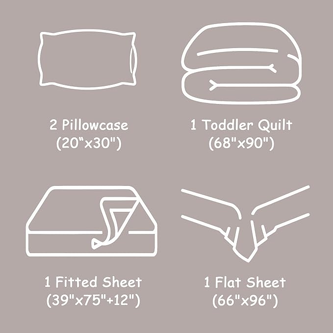 FLXXIE 5 Pieces Toddler Bedding Set, Soft and Breathable Microfiber Crib Sheet Set, Includes Quilted Comforter, Flat Top Sheet, Fitted Sheet, Envelope Pillow Case for Boys and Girls, Aqua