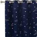 LORDTEX Dinosaur and Star Foil Print Blackout Curtains for Kids Room - Thermal Insulated Curtains Noise Reducing Window Drapes for Boys and Girls Bedroom, 52 x 63 Inch, Navy, Set of 2 Panels