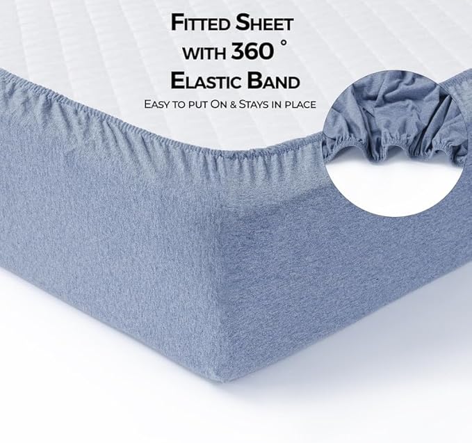 Dreamology Mini Crib Sheets for Boys,Girls,100% Cotton Crib Sheets,2 Pack,Baby Mattress Sheets,Pack and Play Sheets,Pack n Play Sheets,Crib Sheet,24 x 38 Mini Crib Sheets | Denim Blue and Sky Blue