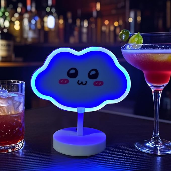 Blue Cloud Neon Night Light USB/Battery Dual Power Supply Touch LED Neon Sign Night Lights, Children's Room/Desk Atmosphere Light