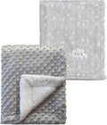 CREVENT 2Pcs 30''X40'' Cute Cozy Fluffy Warm Baby Blankets for Infants Toddlers' Bedding Crib Cot Stroller - Grey Cloud + Grey Sherpa