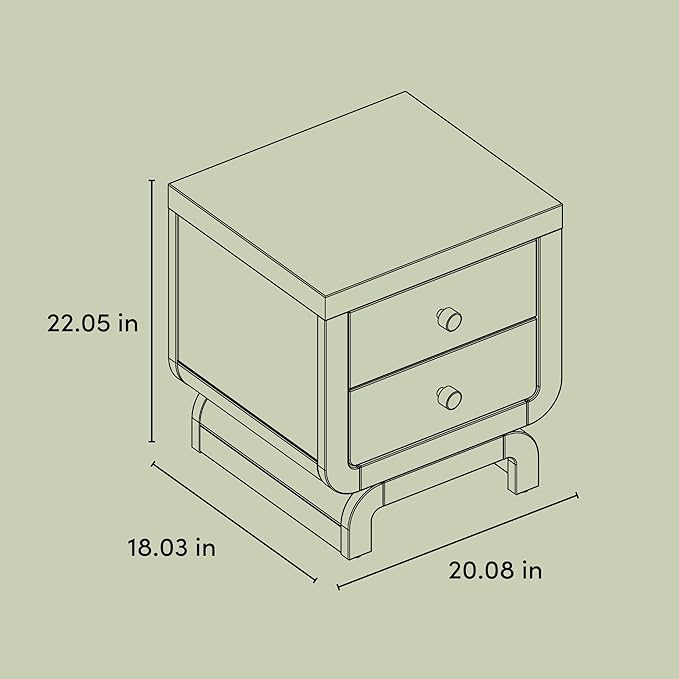 Storkcraft Santorini 2 Drawer Nightstand (Midnight Blue & Driftwood) - GREENGUARD Gold Certified Nightstand for Kids Bedroom, Premium Wood with Curved Base, “Champagne” Metal Knobs