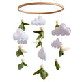 Green Leaf Baby Crib Mobile, WoodlandMobile for Crib for Baby Boys & Girls, Green Nursery Decor, with Felt Leaves, White Clouds