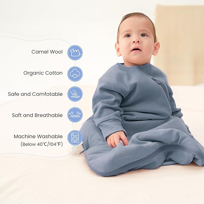 Unisex Sleeping Bag for Babies and Toddlers 1.0 Tog Sleep Sack 0-6 Months, Newborn Sleep Sack, Wearable Blanket Baby, One Piece Long Sleeves, Gifts for Baby
