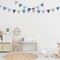 VitalCozy 17 ft Pennant Banner Flags, 2 Pcs Nursery Garland Triangle Bunting Flag Double Side Baby Banner for Boho Decor Baby Shower Birthday Wedding Party Event, Each 8.5 ft(Blue)