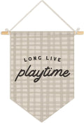 Wheatwin Playroom Decor, Long Live Playtime Neutral Checkered Wall Hanging Pennant Flag Banner, Play Room Wall Decor for Kids Nursery Toddler Room Bedroom Playroom 15x11 Inch