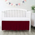 100% Egyptian Cotton, Nursery Crib Toddler (24" x 38" + 10") 800 Thread Count Crib Skirt Dust Ruffle, Bedding Skirts for Baby Boys or Girls, 10" Drop, Burgundy Solid