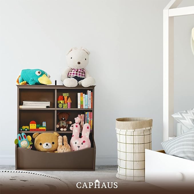 CAPHAUS Kids' Toy Storage Organizer, Open Storage Cubby, Multifunctional Book and Toy Storage Cabinet, Book and Toy Storage Shelf for Nursery, Playroom, Closet, Home Organization Toy Bookcase