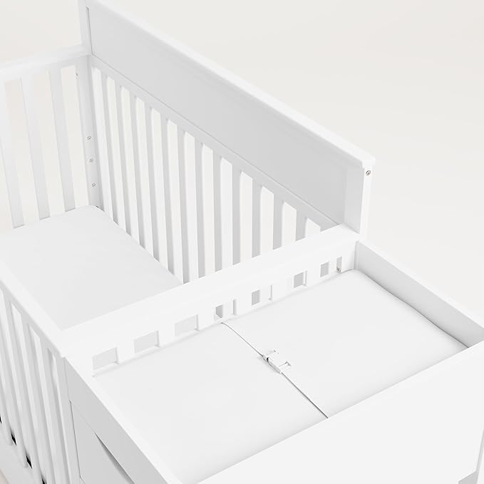 Graco Shiloh 5-in-1 Convertible Crib & Changer with Drawer (White) – GREENGUARD Gold Certified Baby Crib Crafted from Wood, Converts to Toddler Bed, Daybed, and Full-Size Bed