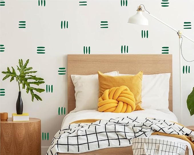 120pcs Modern Line Wall Stickers Boho Nursery Kids Living Room Scandinavian Home Décor Self-Adhesive Murals Vinyo DIY Gift YT5037 (Green)
