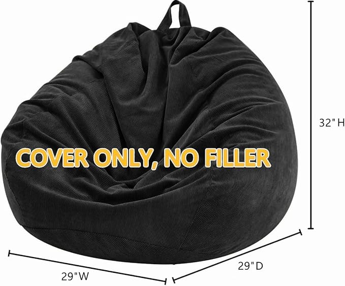 Nobildonna Bean Bag Chair Cover (No Filler) for Kids and Adults,Beanbag Stuffed Animal Storage Without Filling Plush Toys Holder and Organizer Soft Premium Corduroy 200L