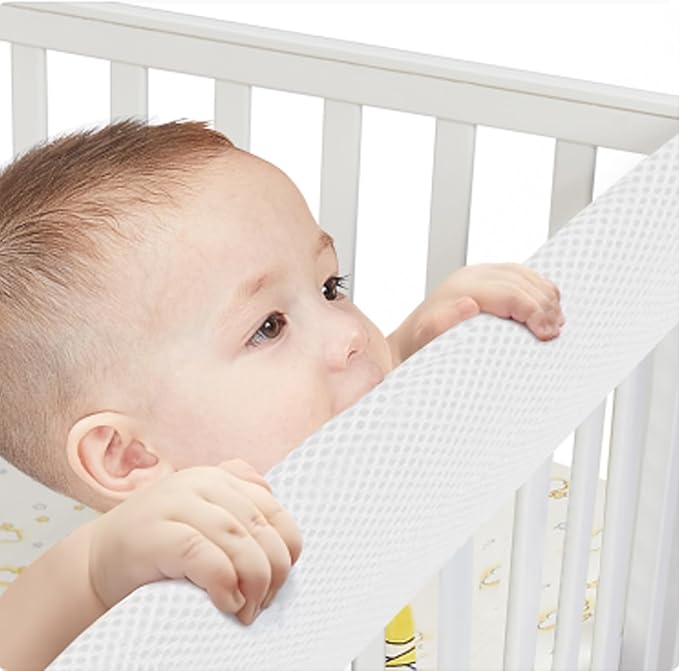 Mesh Sets-4 pc Crib Rail Covers for Teething Furniture Edge Protector for Baby - Polyester Crib from Chewing - CPC Certified, CPSC Tested, LFGB Food Grade - Soft Materia,No Pocket