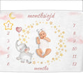OLIVE OLIVIA Personalized Monthly Baby Milestone Blanket, Baby Months Blanket, Perfect Custom Newborn Gifts,30"x40"