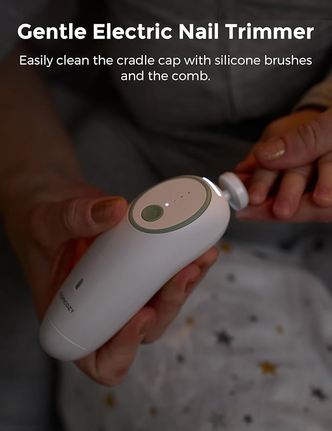 Momcozy Glow Baby Kit, Baby Shower & Registry Essential Kit for Grooming & Cleansing Care, Includes Electric Nail File, Teether, Bath Brush, Cradle Cap Brush,Comb, Finger Toothbrush,Newborn Must-Have