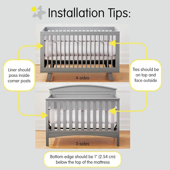 BreathableBaby Breathable Mesh Liner for Full-Size Cribs, Classic 3mm Mesh, Lavender (Size 4FS Covers 3 or 4 Sides)