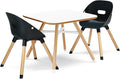 Lalo The Play Kit - Kids Table & Chairs Set with Sustainably Sourced Wood Table & 2 Non-Toxic Bucket Seat Chairs - Safe & Comfortable - Coconut/Licorice