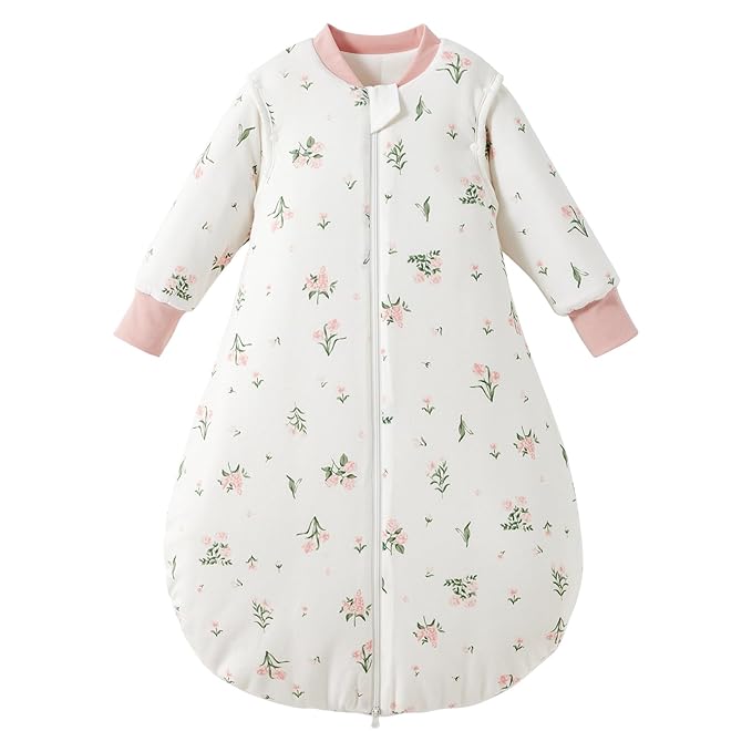 Duomiaomiao 3.5 TOG Baby Sleep Sack 100% Cotton Winter Long Sleeve Baby Wearable Blanket, Super Warm Quilted Comfy Toddler Sleeping Sack