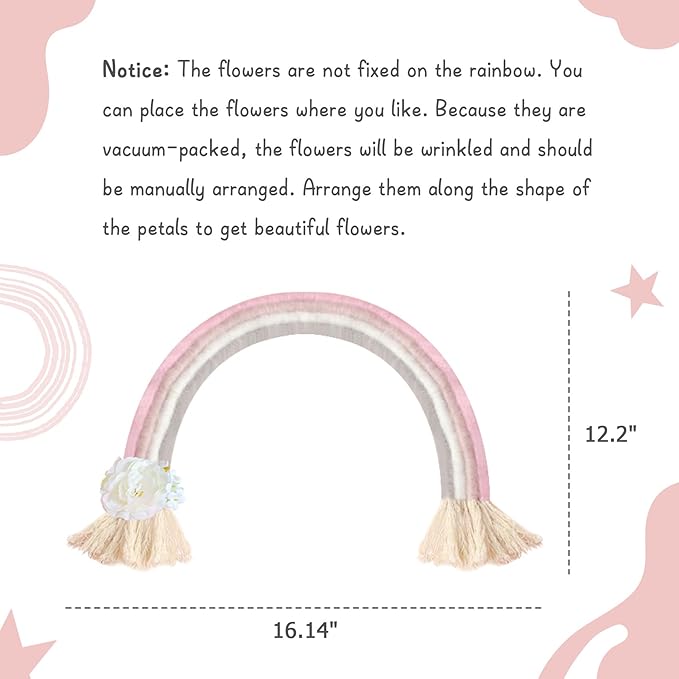 Newborn Photography Props Macrame Rainbow Decor Handmade Rainbows Newborn Photo Prop Rainbow Baby Photoshoot Props Bedroom Wall Decor Playroom Nursery Photo Props Accessories (Pink)