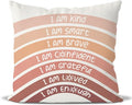 QIYUHOY Fall Decor Boho Rainbow Classroom Throw Pillow Covers, Book Center Calming Corner Playroom Decor Pillow Case, Orange Pillow Cover, I Am Kind Smart Brave Confidence 22x22 Inch (Orange)