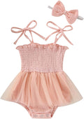 Newborn Baby Girl Bodysuit Sleeveless Halter Frill Romper One-piece Jumpsuit with Headband Summer Clothes Set