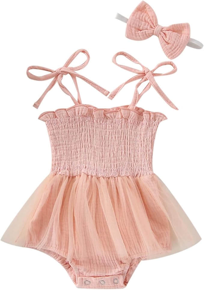 Newborn Baby Girl Bodysuit Sleeveless Halter Frill Romper One-piece Jumpsuit with Headband Summer Clothes Set