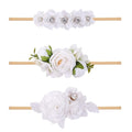 Baby Girl Floral Headbands- 3pcs Nylon Headband Handmade Flower Crown Elastic Hairband Newborn Toddler Hair Accessories Gifts for Girls （1-6 years old）