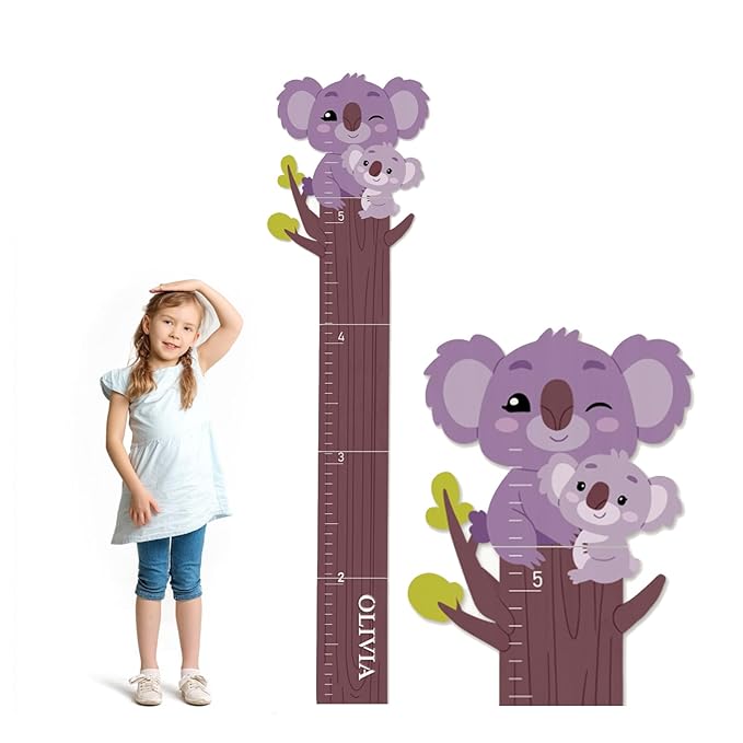 Personalized Name Growth Chart, Cute Koala Wooden Growth Chart for Kids, Height Chart for Boys Girls, Measuring Board for Kids Height for Child's Room, Nursery Decor Decoration