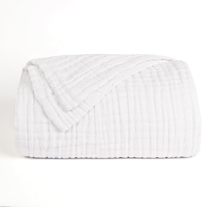 Love's cabin 6 Layer 100% Cotton Muslin Blanket, 50"x60" Throw Muslin Blanket for Couch Bed, White Muslin Throw Blanket, Lightweight and Breathable Cotton Gauze for Adult