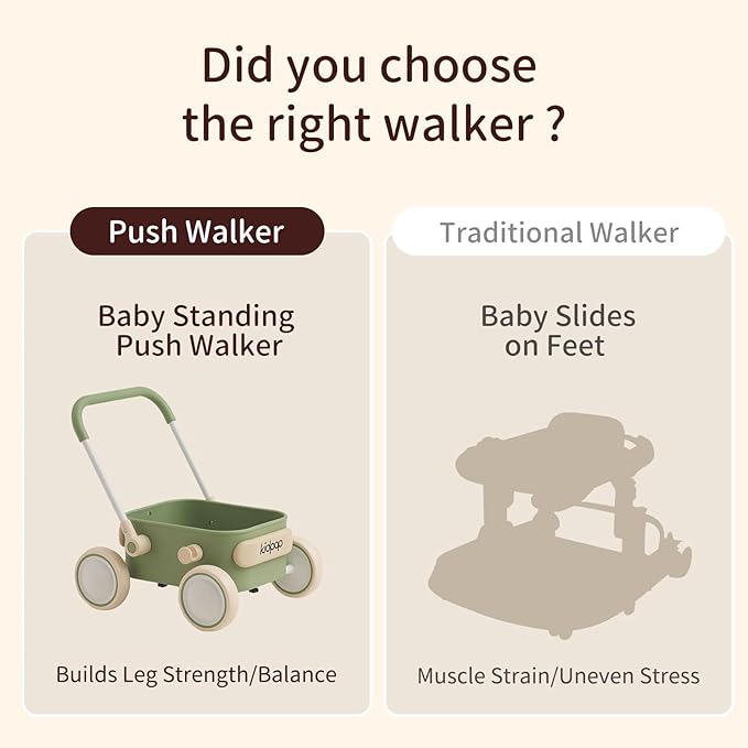 PULA Baby Push Walker with Wheels Toddler Wagon for First Learner Baby Toys 6-12 Months, 1 Year Old Birthday Gifts, Indoors and Outdoors (Red)