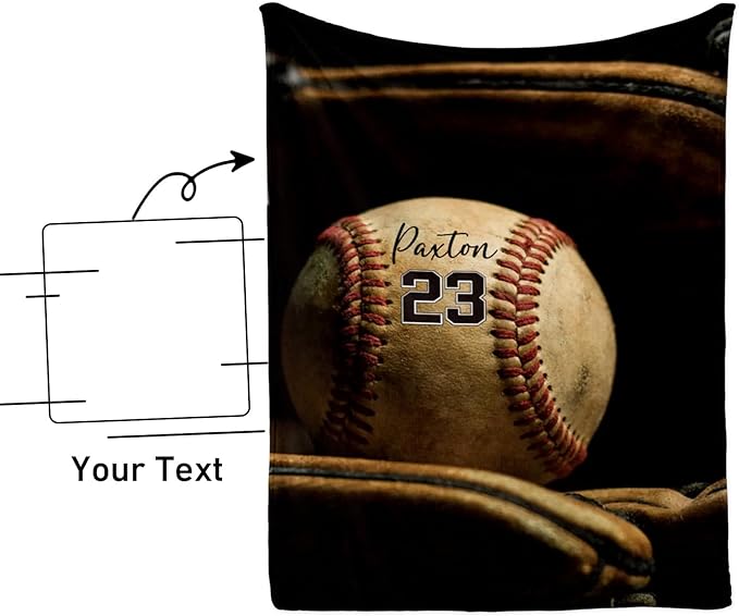 Custom Softball Baby Blanket with Name Number: Personalized Fluffy and Warm Gift for Baby Toddler Kids and Adults Birthday Skin-Friendly Flannel Fabric(40"x50")