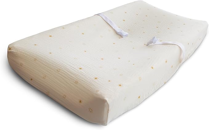 mushie Extra Soft Muslin Fitted Changing Pad Cover (Sun)