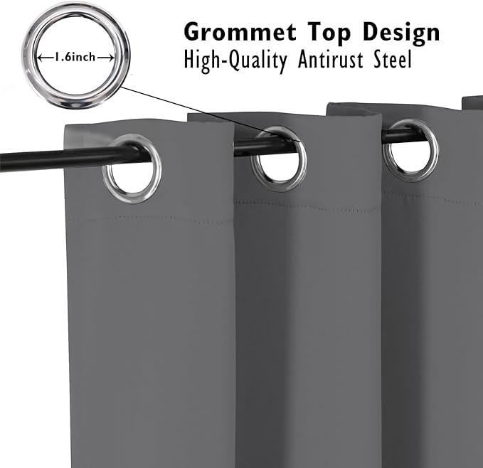 ChrisDowa Small Kitchen Valances for Windows - Grommet Short Thermal Insulated Room Darkening Window Valances Curtains for Living Room (2 Panels, Grey, 42 x 18 Inch)