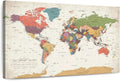 ElephantStock - Personalized World Awaits II Push Pin World Map Wall Art - Horizontal Canvas Wall Art - Living Room Wall Decor - Digital Art Map Canvas Art - Green And Beige Decor - 12" x 8"