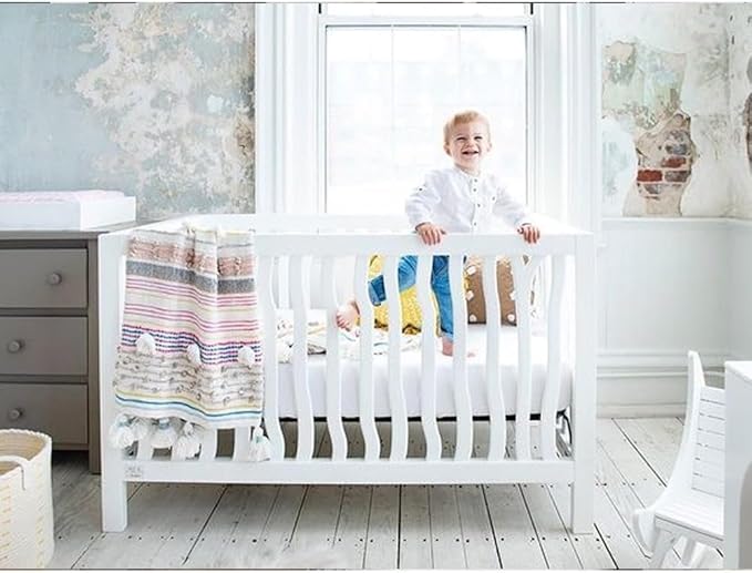 Box Pleated Crib Bed Skirt Premium 100% Cotton 800 Thread Count Nursery Crib Toddler Bedding Crib Bedskirt for Baby Boys or Baby Girls, (28" x 52") + 14" Drop Lenght - Black Solid