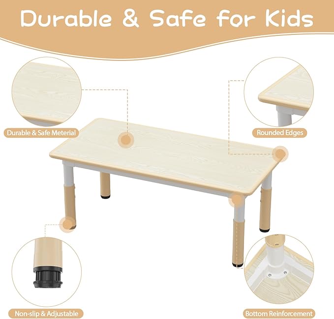 Kids Table and 4 Chairs Set, Height Adjustable Toddler Table and Chair Set for Ages 2-10, Graffiti Desktop, Non-Slip Legs, Arts & Crafts Table, Children Activity Table for Daycare Classroom Home