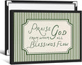 Christian Bible Verse Scripture Poster Praise God From Whom All Blessings Flow Wall Art 08x10 inch Black Framed Green Striped Religious Canvas Prints for Church Home Prayer Room Wall Decor