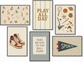 Sports Posters for Boys Bedroom, Boy Nursery Canvas Wall Art, Cute Animal Athletes & Sports Equipment Pictures, Charming Quotes Take Me Out To The Ball Game Play All Day Print 16x24in Unframed