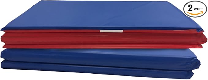 KinderMat, 5/8" Thick, 4-Section Rest Mat, 45" x 19" x 5/8", Red/Blue, Great for School, Daycare, Travel, and Home, Made in The USA