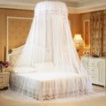 Breathable Round Canopy Lace Princess Net Bed Curtain Netting (White)