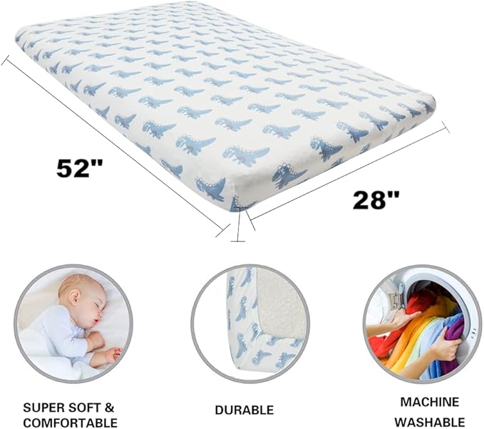 4 Pack Soft Baby Boy Crib Sheets for Standard Crib Mattress Dinosaur Star Cloud Soft Neutral Unisex Fitted Crib Sheets Set for Baby Boys
