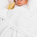 Baby Knit Blanket Soft Breathable Cotton Scallop Border Blankets Newborn Knitted Blanket Swaddle Blankets Gifts for Baby Newborn Toddler Shower Boy Girl New Mom Birthday Christmas White 30x30